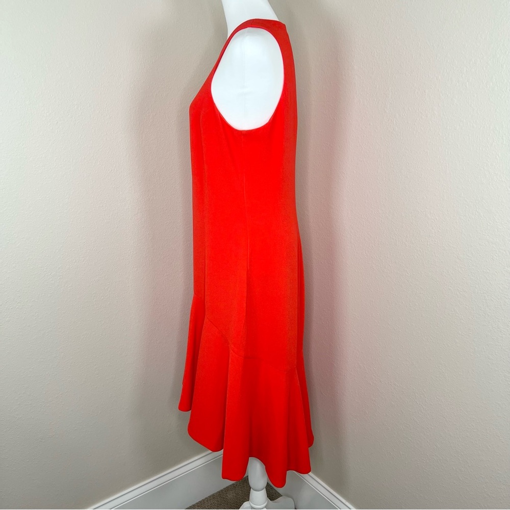 Trina Turk PETAL Lady Bug Coral Red Orange Crepe Sleeveless Keyhole Dress Sz 6 - Picture 11 of 16